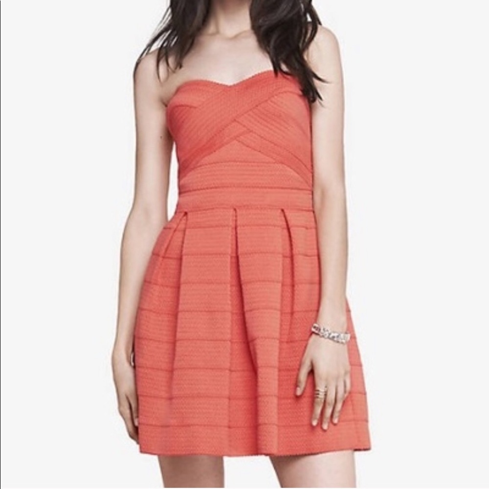 Coral pink strapless Express dress